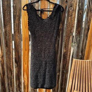 ganni open back crochet mini dress